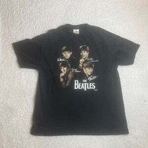 2001 Beatles men's black faded tshirt band triple a vintage Y2K xl